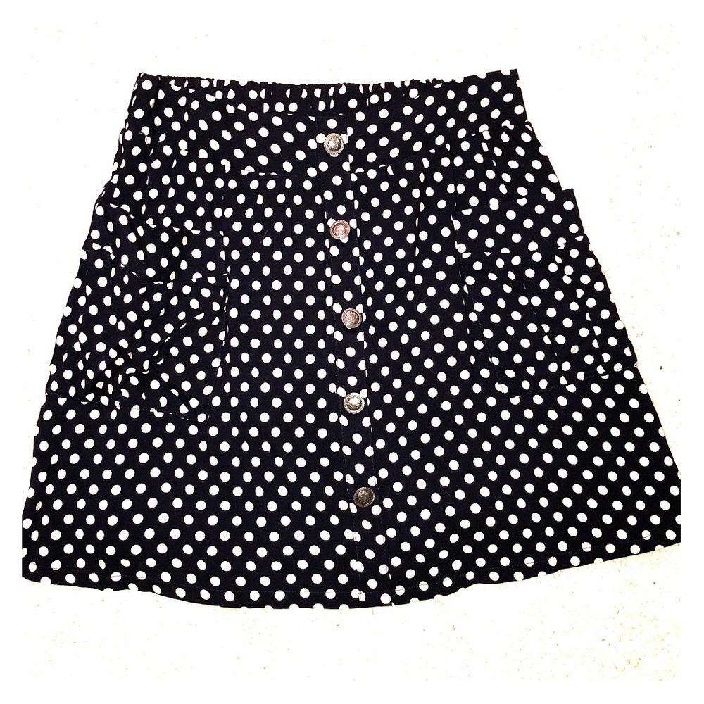 Dark navy blue and white polka dot skirt